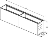 Ideal Standard Conca Waschtischunterschrank 1985 mm, 2 Auszüge, Anthrazit, wandhängend, ohne Platte