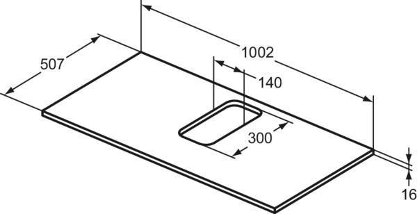 Ideal Standard i.life B Waschtischplatte 1002x507x18 mm Weiß Matt – mittiger Ausschnitt
