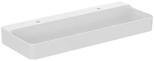Ideal Standard Conca Doppelwaschtisch 1200 mm, 2 Hahnlöcher, ohne Überlauf, Weiß