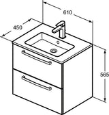 Ideal Standard Waschtisch-Möbelpaket Eurovit 610 mm Weiß/Eiche hell mit 2 Auszügen