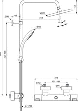 Ideal Standard IS Armaturen-Bundle AP Ceratherm T25 Silk Black – Duschsystem, Waschtischarmatur & Designsiphon