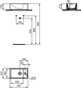 Ideal Standard i.life S Handwaschbecken 370x210x120mm Weiß, 1 Hahnloch rechts, ohne Überlauf