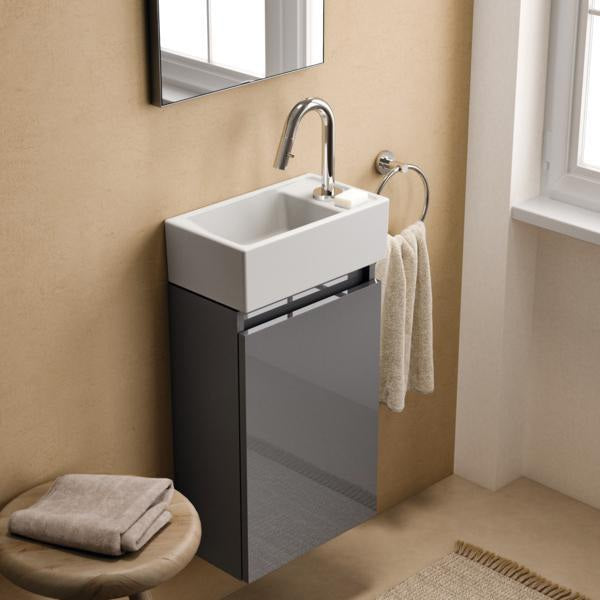 Ideal Standard Eurovit+ Handwaschbeckenunterschrank 354 mm grau glänzend 1 Tür links