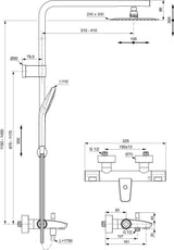 Ideal Standard Duschsystem Ceratherm T100 mit Badethermostat Chrom – Verbrühschutz, Regenkopfbrause