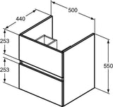 Ideal Standard Eurovit+ Möbelpaket mit Waschtisch 51 cm, Unterschrank 50 cm und 2 Auszügen in Grau