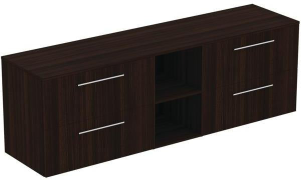 Ideal Standard i.life B Möbel-Set 200 cm, 4 Auszüge, 2 offene Fächer, Chrom, Weiß matt