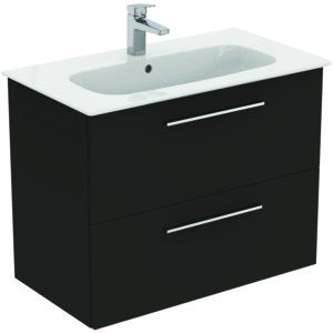 Ideal Standard i.life A Möbelpaket mit Waschtisch 80 cm und Unterschrank, Weiß matt, Chrom Griff