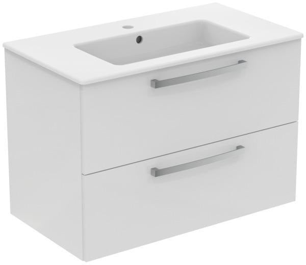 Ideal Standard Waschtisch-Möbelpaket Eurovit 815 mm Weiß Eiche hell mit 2 Auszügen