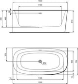 Ideal Standard D-Form-Badewanne Dea 1500x750x610 mm Weiß für Wandanbindung links mit Ablauf