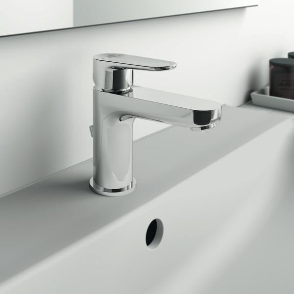 Ideal Standard Cerafine O Waschtischarmatur Chrom 114 mm mit Ablaufgarnitur und Heißwasser-Sparfunktion