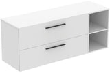 Ideal Standard i.life B Möbel-Set 160 cm mit 2 Auszügen und 2 offenen Fächern in Schwarz Weiß Matt