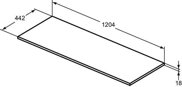 Ideal Standard Holzkonsole Connect Air für US 600 mm, 604x442x18 mm, Eiche grau Dekor & Weiß matt