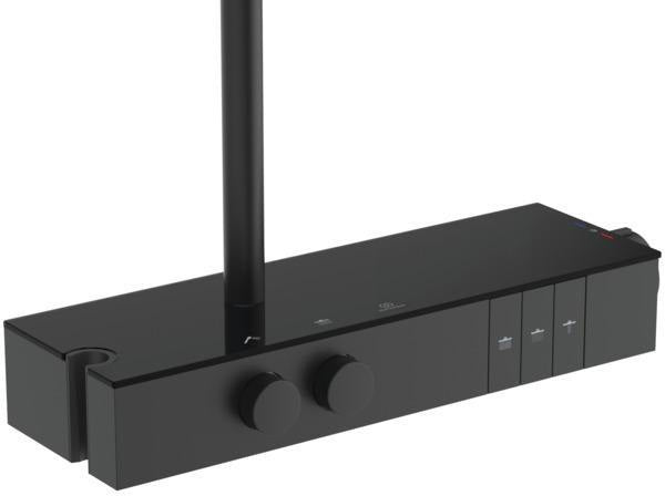 Ideal Standard Duschsystem Ceratherm Solos mit LED-Leuchtring Silver Storm – Thermostat, Kopf- & Handbrause