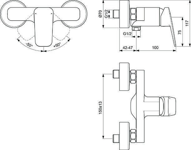 IDEAL STANDARD Waschtisch/Möbel-Paket CONNECT E mit Waschtisch 800 mm weiß/Walnuss dunkel