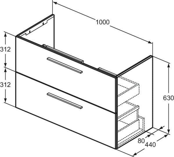 Ideal Standard i.life A Waschtischset 100 cm mit Unterschrank und chrom Griff, Weiß matt
