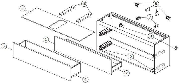 Ideal Standard Conca WT-Unterschrank 1202 mm, 2 Auszüge, Eiche geflammt, Push-Open