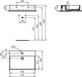 Ideal Standard Waschtisch Extra 615 mm, 1 Hahnloch, mit Überlauf, geschliffen Weiß
