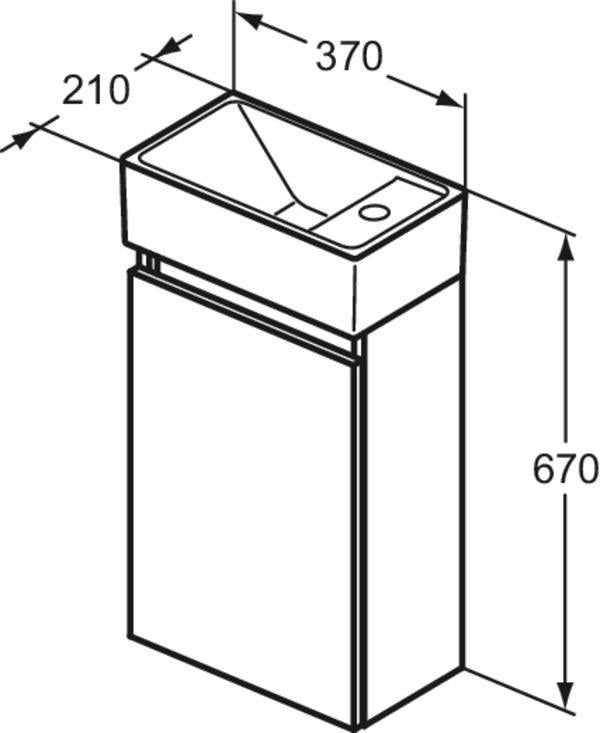 Ideal Standard Eurovit+ Möbelpaket: Handwaschbecken 37 cm & Unterschrank 36 cm mit Tür, Hochglanz grau