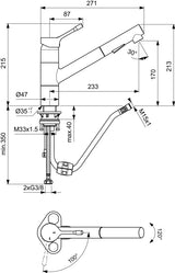 Ideal Standard Ceralook Küchenarmatur mit herausziehbarer Handbrause, 233 mm Ausladung, Edelstahl