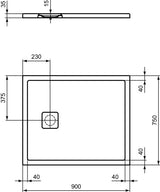 Ideal Standard Rechteck-Brausewanne Ultra Flat Evo 900x750x35mm Seidenweiß – Rutschhemmend, Flacher Einbau
