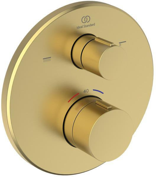 Ideal Standard Ceratherm T100 Badethermostat Unterputzmontage Brushed Gold Rosette 163 mm