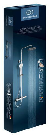 Ideal Standard Duschsystem Ceratherm T50 mit Brausethermostat und 1750 mm Schlauch in Chrom