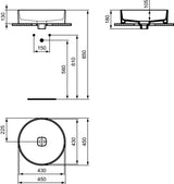Ideal Standard Aufsatzwaschtisch Strada II 450x450x180mm Weiß ohne Hahnloch und Überlauf
