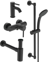 Ideal Standard Ceraline Silk Black Armaturen-Bundle02 – Waschtisch- und Brausearmatur im Set