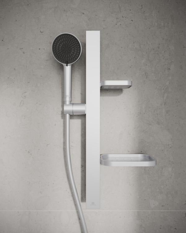 IDEAL STANDARD Idealrain Alu+ Brausekombination – 2-Funktions-Handbrause, 600 mm Stange, 2 Ablagen, Silver