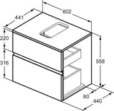 Ideal Standard Finesse Waschtischunterschrank 602 mm, 2 Auszüge, Greige matt, wandhängend