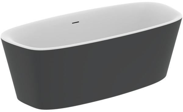 IDEAL STANDARD Duo-Badewanne DEA freistehend 170x75x47/61cm Schwarz Matt mit Ablauf
