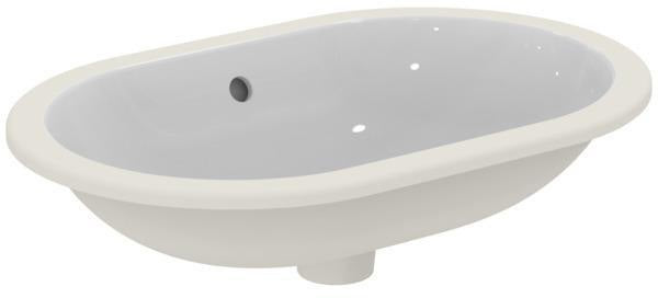 Ideal Standard Unterbauwaschtisch Connect, oval, 620x410 mm, Weiß, ohne Hahnloch, mit Überlauf