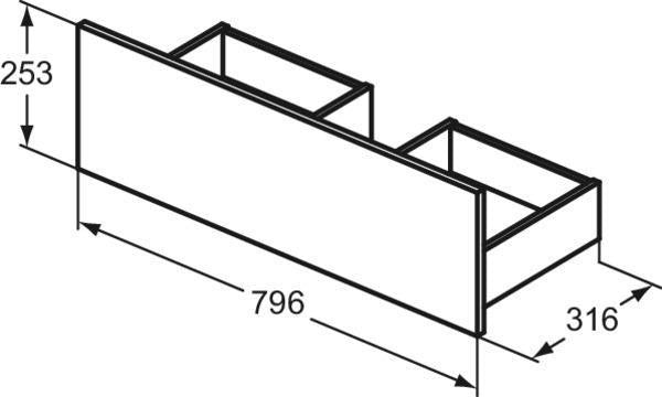 IDEAL STANDARD Eurovit+ obere Schublade 80 cm in Hochglanz grau lackiert
