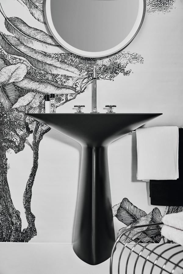 Ideal Standard Säulenwaschtisch Tipo-Z 740x470x900 mm Schwarz mit 3 Hahnlöchern und Überlauf