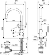 IDEAL STANDARD Ceraline Waschtischarmatur mit hohem Auslauf, 160 mm Ausladung, Chrom