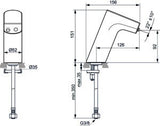 Ideal Standard Intelliflow Sensor-Waschtischarmatur mit Batteriebetrieb, 126 mm Ausladung, Chrom