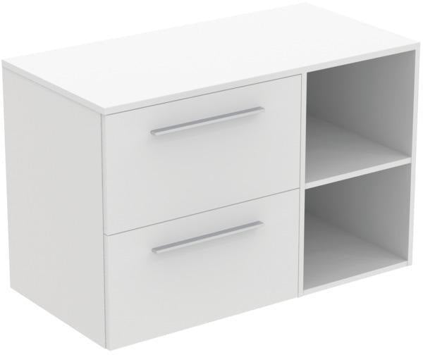 Ideal Standard i.life B Möbel-Set 100 cm – 2 Auszüge, 2 offene Fächer, Chrom/Weiß matt