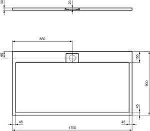 Ideal Standard Ultra Flat S i.life Rechteck-Brausewanne 1700x900x30mm Carraraweiß – Mineralguss, matt, Anti-Rutsch