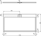 Ideal Standard Ultra Flat S i.life Rechteck-Brausewanne 1700x900x30mm Carraraweiß – Mineralguss, matt, Anti-Rutsch