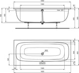 Ideal Standard i.life Duo-Badewanne 1900x900x450 mm Weiß – 2-Sitzer mit Mittelablauf