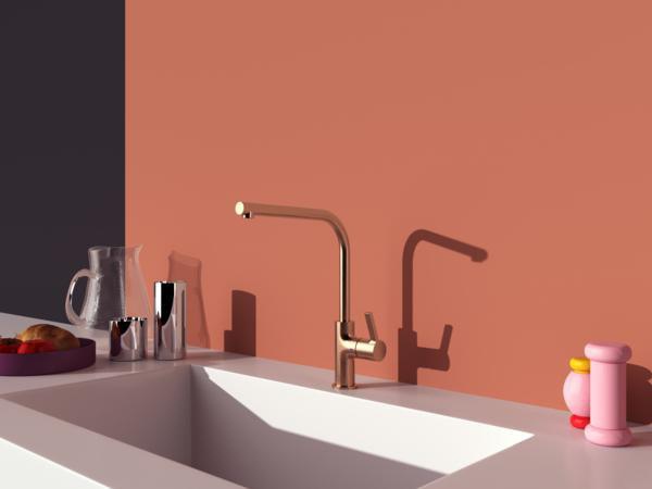 IDEAL STANDARD Gusto Küchenarmatur 232 mm L-Auslauf Sunset Rose Einhebelmischer