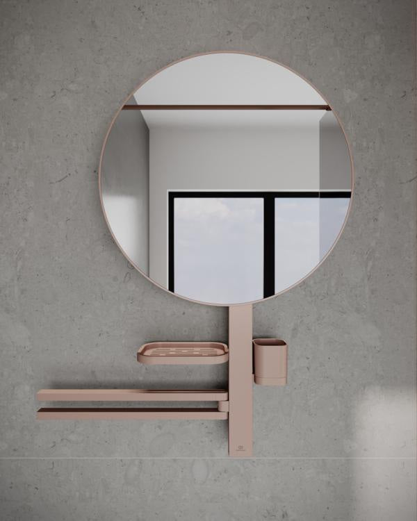 Ideal Standard Beauty Bar Accessoires-Kombi Alu+ L800 mit Kosmetikspiegel Ø508 mm Silver