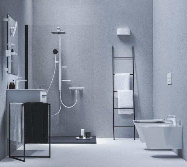 Ideal Standard Duschsystem Ceratwist Alu+ mit 2 Ablagen, Kopf- und Handbrause, Aluminium