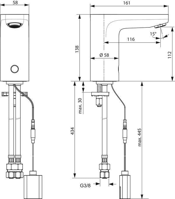 IDEAL STANDARD Ceraplus Sensor-Waschtischarmatur, batteriebetrieben, Ausladung 116 mm, Chrom