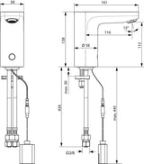 IDEAL STANDARD Ceraplus Sensor-Waschtischarmatur, batteriebetrieben, Ausladung 116 mm, Chrom