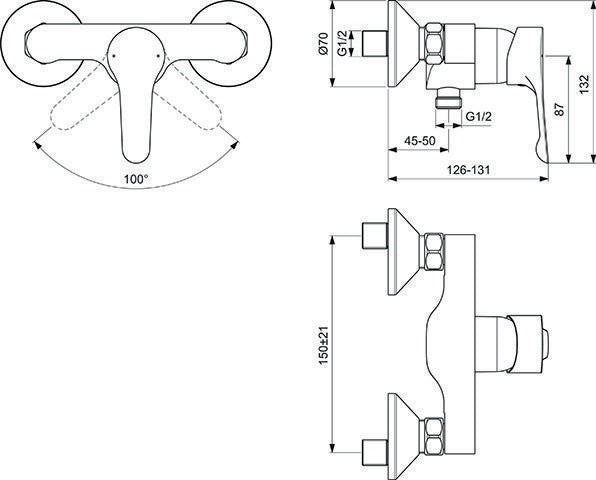 Ideal Standard Connect E Waschtisch/Möbel-Paket 600 mm Weiß/Walnuss Dunkel – 2 Auszüge, Softclose