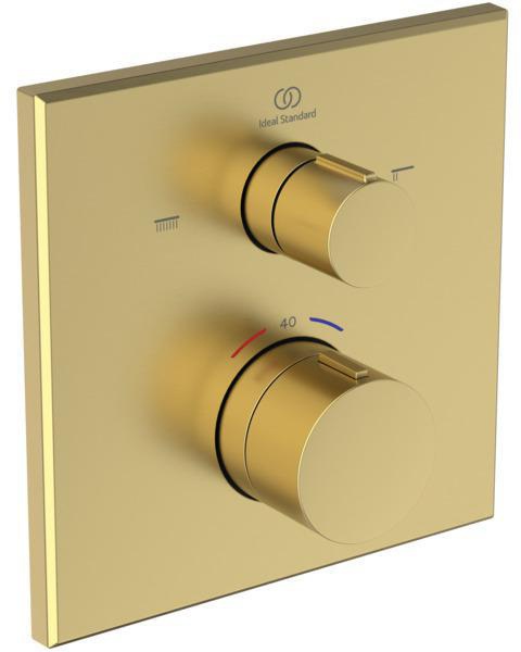 Ideal Standard Ceratherm C100 Badethermostat Unterputz Brushed Gold Rosette 163x163 mm