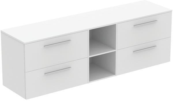 Ideal Standard i.life B Möbel-Set 200 cm, 4 Auszüge, 2 offene Fächer, Chrom, Weiß matt
