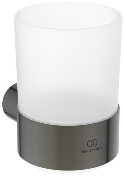 Ideal Standard Zahnputzbecher Conca, rund, Brushed Gold – Wandhängend, Messing, Glas