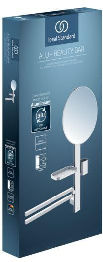 Ideal Standard Alu+ Accessoires-Kombi M700 mit Kosmetikspiegel 328 mm in Rosé – Beauty Bar